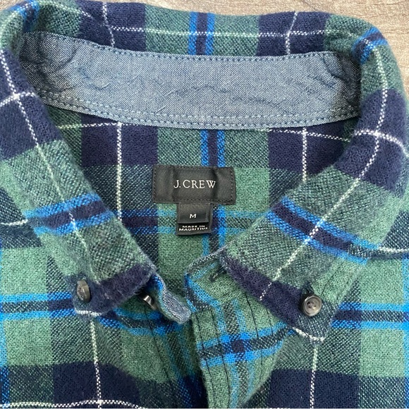 J Crew Wool Flannel Plaid Suede Elbow Patch Oxford Button Up Shirt - Picture 13 of 15